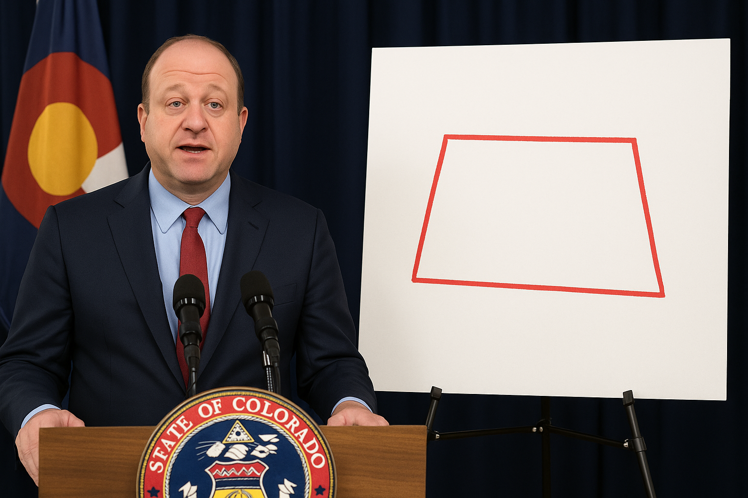 Gov. Polis Denies Colorado Is a Rectangle